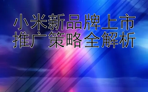 小米新品牌上市推广策略全解析