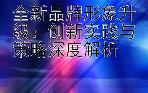 全新品牌形象升级：创新实践与策略深度解析